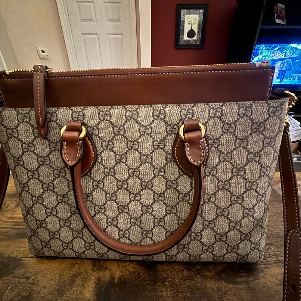 Gucci Authentic Beige and Brown Satchel